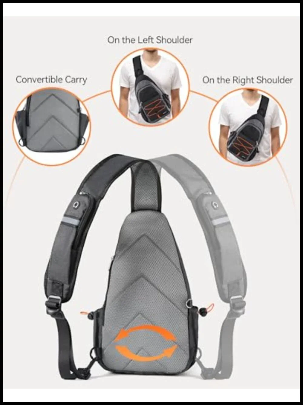 AGPTEK RFID Crossbody Sling Bag for Men Women, Large Capacity Daypack with